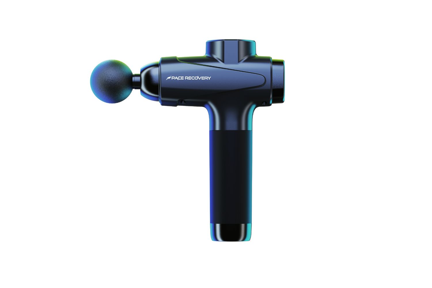 De 10 Beste Massage guns Om Spierpijn Te Verlichten 6 Een zwarte massagegun, aangeprezen als een van de beste massageguns, is uitgerust met een ronde bevestiging aan de linkerkant. Hij heeft een cilindrische handgreep met een licht getextureerde grip en een strak design. De tekst "FACE RECOVERY" is op de zijkant gedrukt tegen een effen witte achtergrond.
